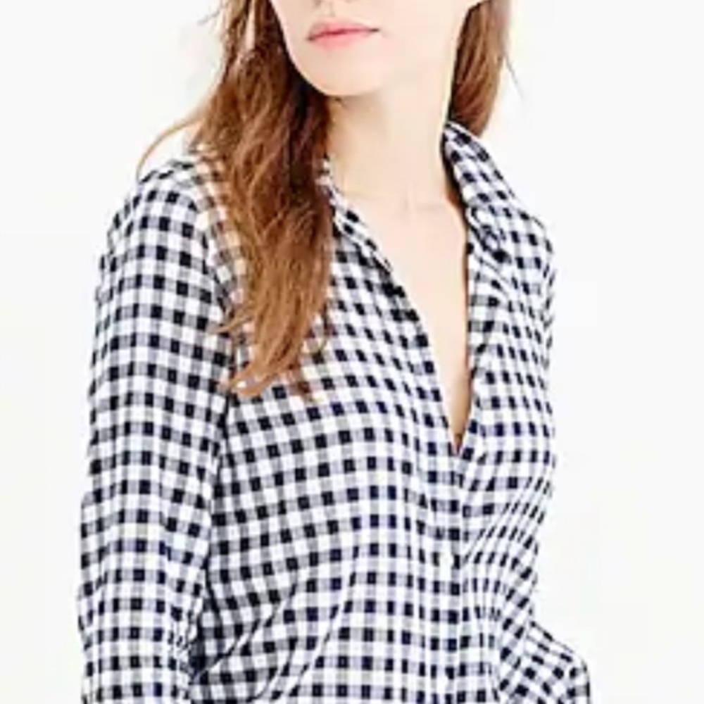 J Crew crinkle gingham shirt - NWOT